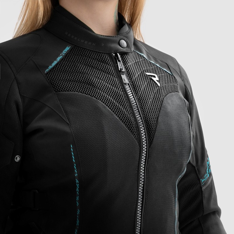 Moteriška motociklininko striukė Rebelhorn Jax Black and Mint