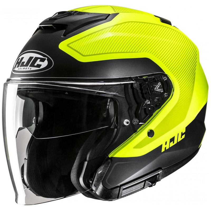 Atviras motociklininko šalmas HJC i31 Tevis MC3HSF fluo geltonai juodas