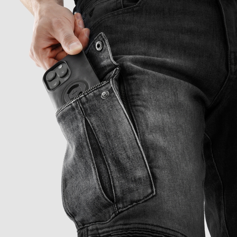 Rebelhorn Vandal Mono Washed Black motociklininkų džinsai
