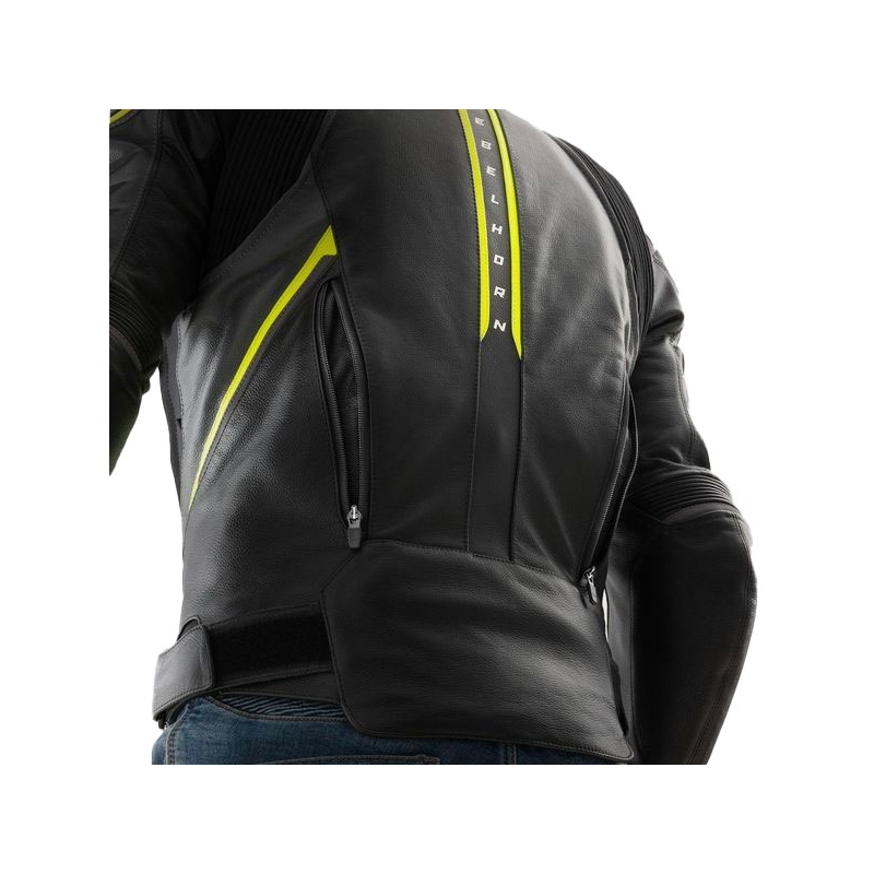 Rebelhorn Veloce juoda-pilka-fluo geltona odinė motociklo striukė