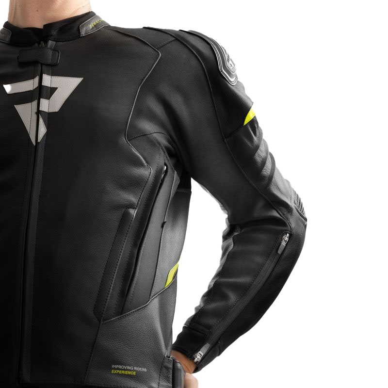 Rebelhorn Veloce juoda-pilka-fluo geltona odinė motociklo striukė