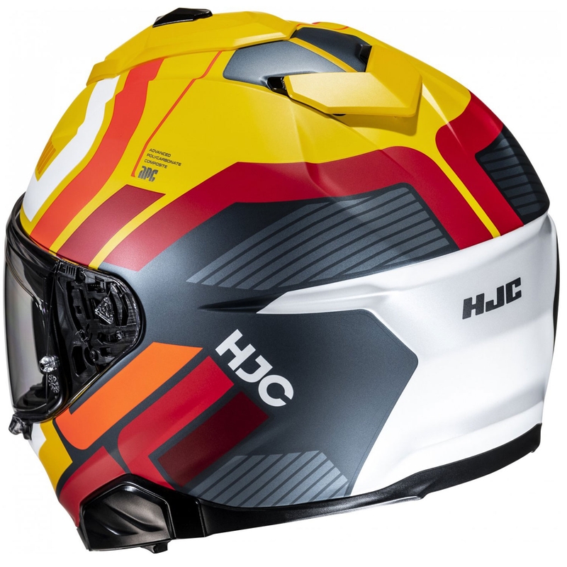 Integruotas motociklininko šalmas HJC i71 Viz MC3SF geltonas-raudonas-juodas