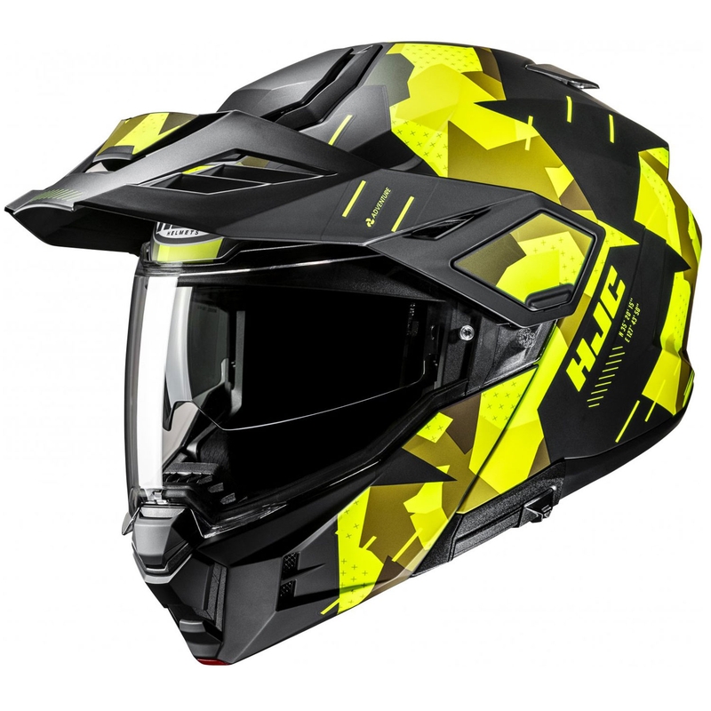 HJC i80 Roki MC3HSF fluo geltonai juodas apverčiamas motociklininko šalmas