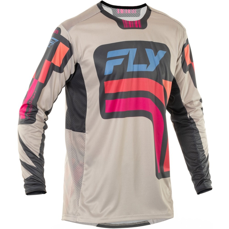 Motokroso marškinėliai FLY Racing Lite Vice pilkai rožinės spalvos