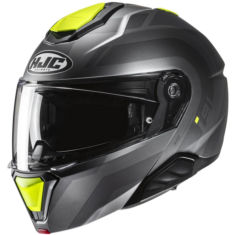 Atverčiamas motociklininko šalmas HJC i91 Arven MC3HSF pilkai juodas-fluo geltonas
