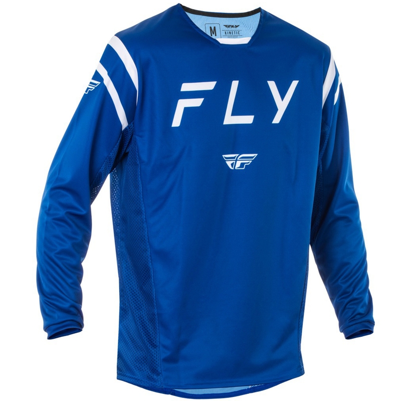 Motokroso marškinėliai FLY Racing Kinetic Centre mėlyna ir balta