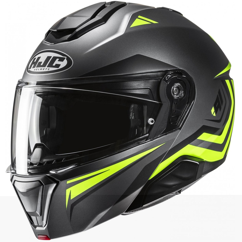 Atverčiamas motociklininko šalmas HJC i91 Tricus MC3HSF juoda-fluo geltona