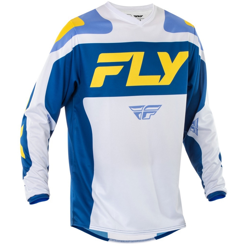Motokroso marškinėliai FLY Racing F-16 balta-mėlyna-geltona