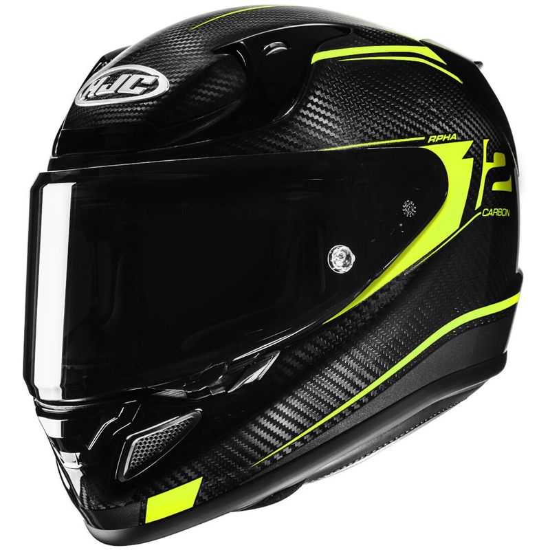 Integruotas motociklininko šalmas HJC RPHA 12 CARBON Keres MC3H fluo geltonai juodas