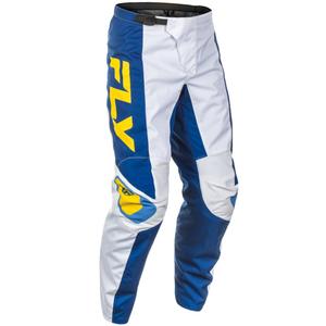 Motokroso kelnės FLY Racing F-16 balta-mėlyna-geltona