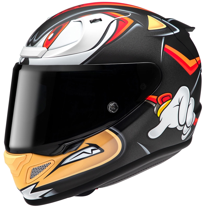 Integruotas motociklininko šalmas HJC RPHA 12 Shadow The Hedgehog MC1SF juodas-raudonas-oranžinis išpardavimas