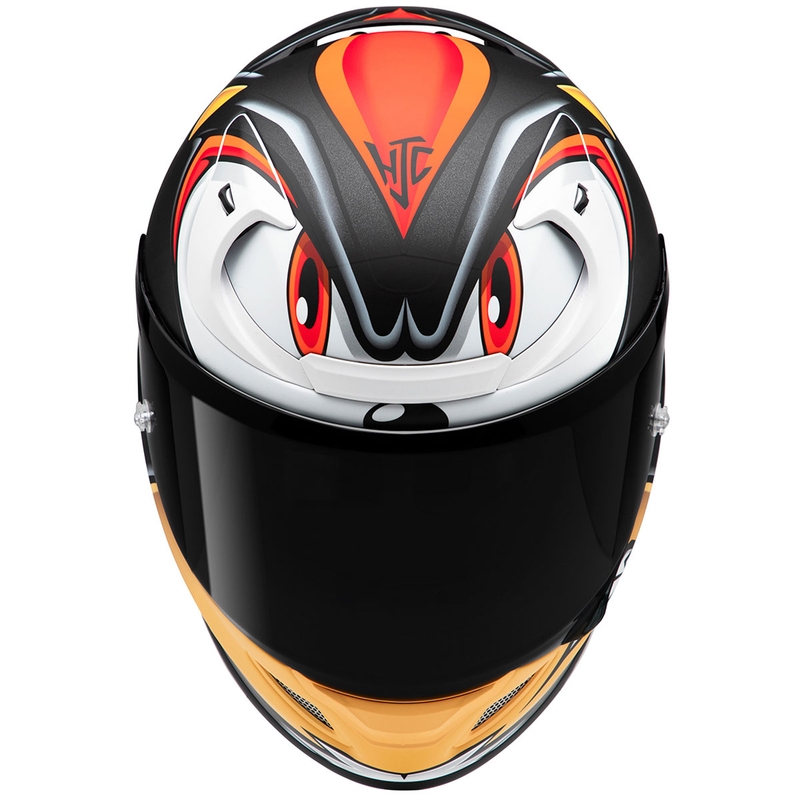 Integruotas motociklininko šalmas HJC RPHA 12 Shadow The Hedgehog MC1SF juodas-raudonas-oranžinis išpardavimas