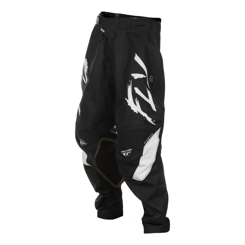 Vaikų motokroso kelnės FLY Racing Kinetic Stoke juoda ir balta