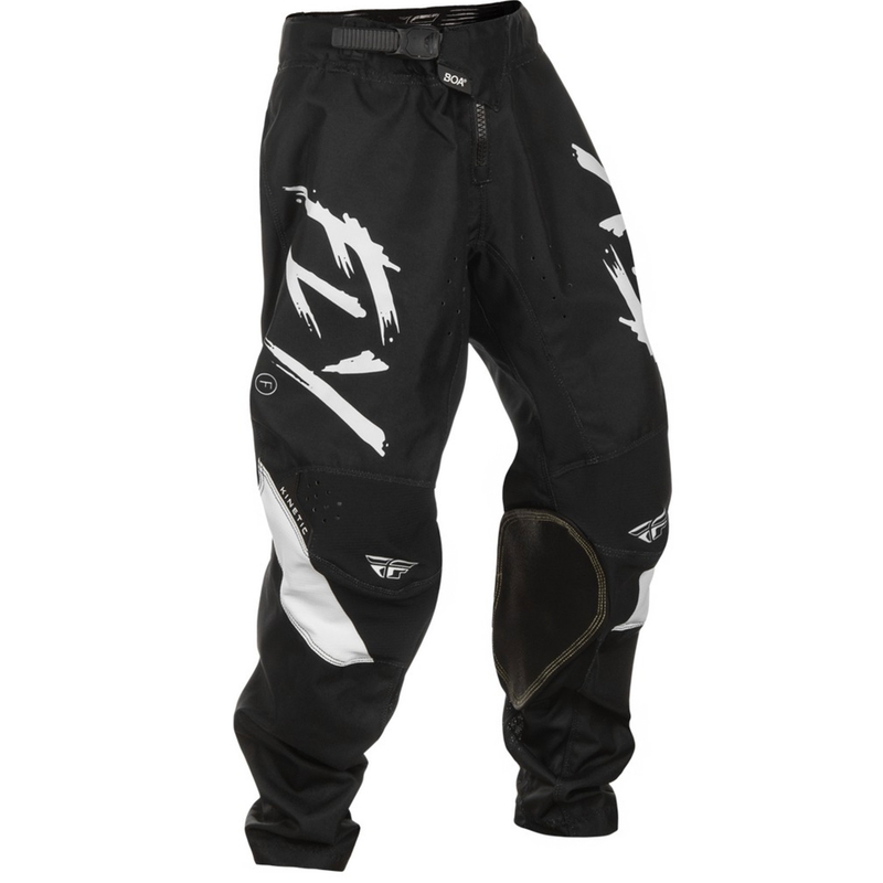 Vaikų motokroso kelnės FLY Racing Kinetic Stoke juoda ir balta