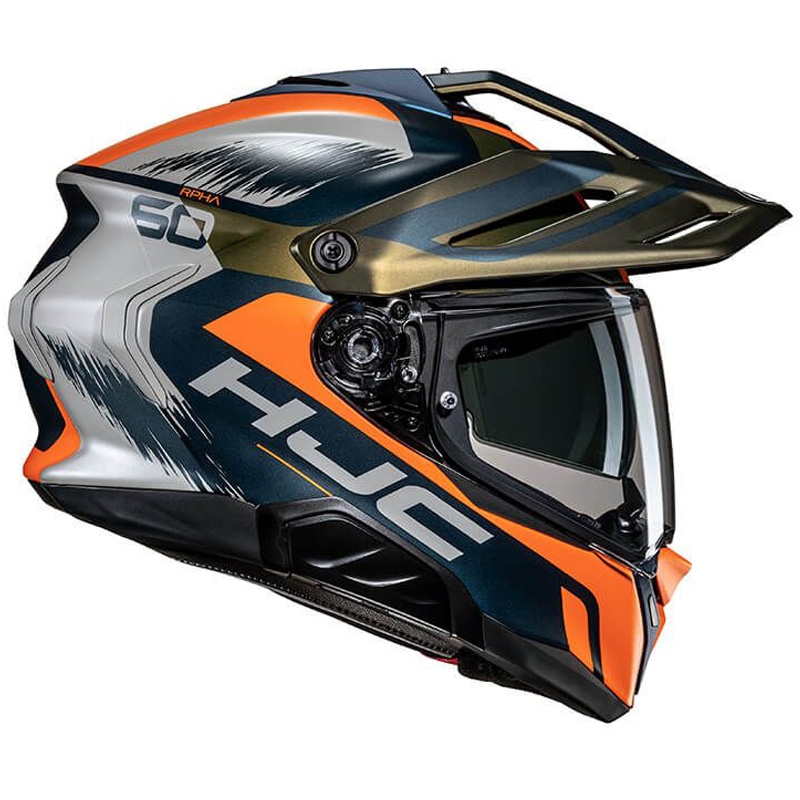 Enduro motociklininko šalmas HJC RPHA 60 Quid MC47SF mėlynai pilkai oranžinis