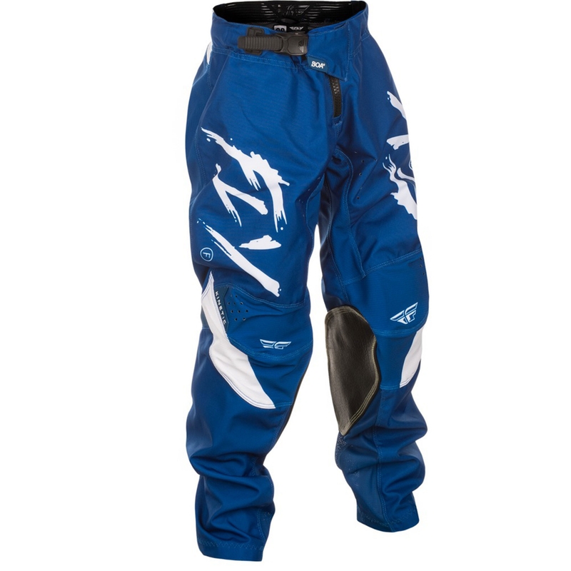 Vaikų motokroso kelnės FLY Racing Kinetic Stoke mėlyna ir balta