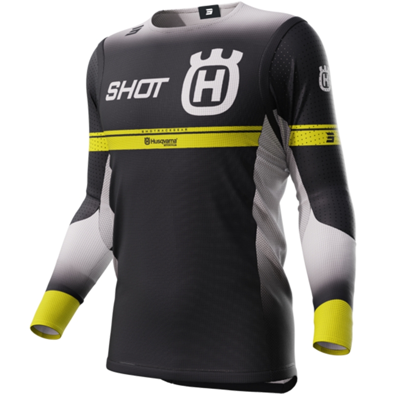 Motokroso marškinėliai Shot Aerolite Husqvarna LE juodi išpardavimas
