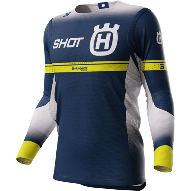 Motokroso marškinėliai Shot Aerolite Husqvarna LE mėlyni išpardavimas