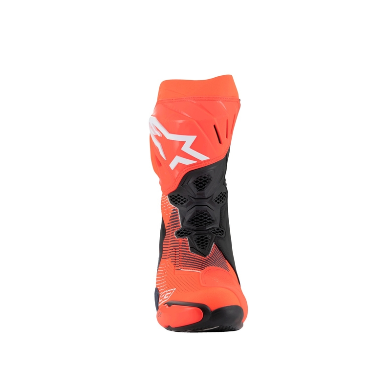 Alpinestars Supertech R Vented riboto leidimo MM93 Marc Marquez fluo raudonos-mėlynos-juodos spalvos motociklininko batai