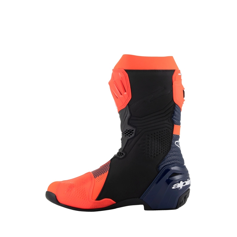 Alpinestars Supertech R Vented riboto leidimo MM93 Marc Marquez fluo raudonos-mėlynos-juodos spalvos motociklininko batai