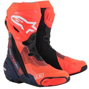 Alpinestars Supertech R Vented riboto leidimo MM93 Marc Marquez fluo raudonos-mėlynos-juodos spalvos motociklininko batai