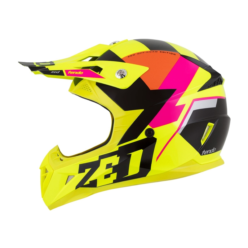 Motokroso šalmas ZED X1.9 Tendo fluo yellow-pink-orange-black