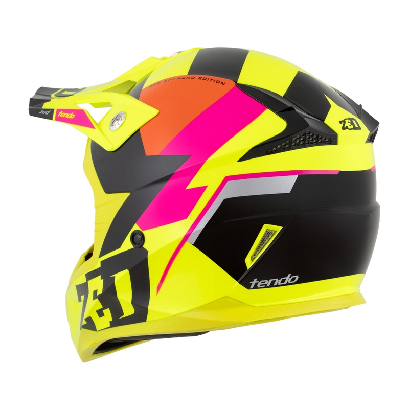 Motokroso šalmas ZED X1.9 Tendo fluo yellow-pink-orange-black