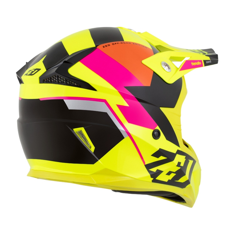 Motokroso šalmas ZED X1.9 Tendo fluo yellow-pink-orange-black