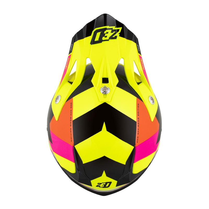 Motokroso šalmas ZED X1.9 Tendo fluo yellow-pink-orange-black