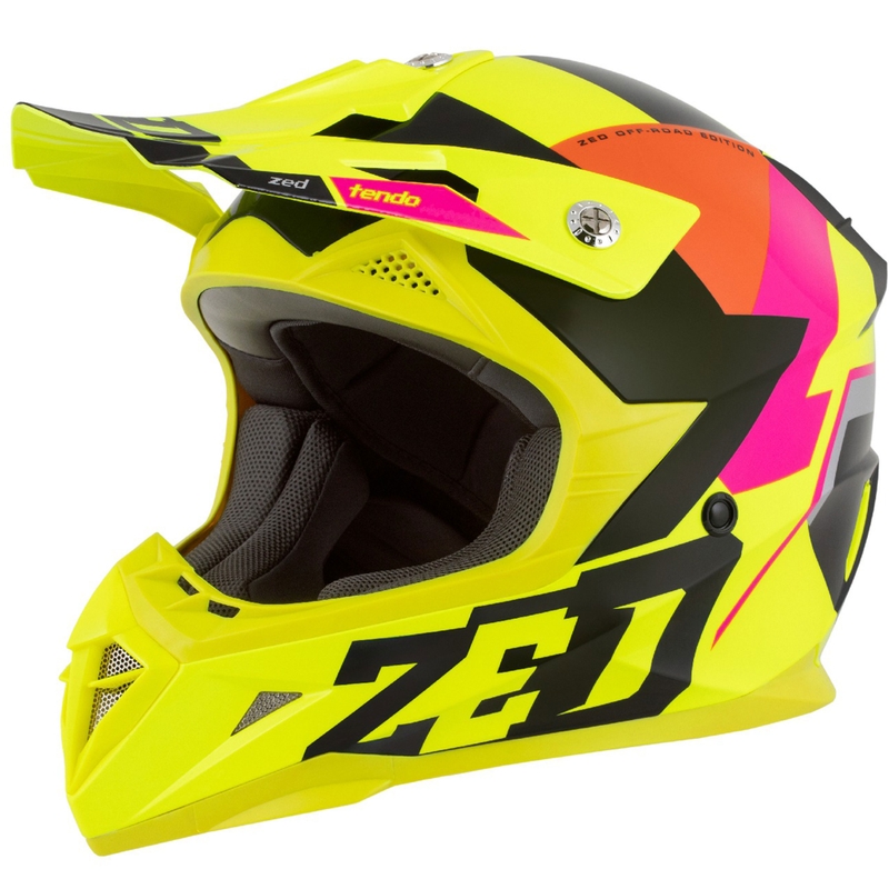 Motokroso šalmas ZED X1.9 Tendo fluo yellow-pink-orange-black