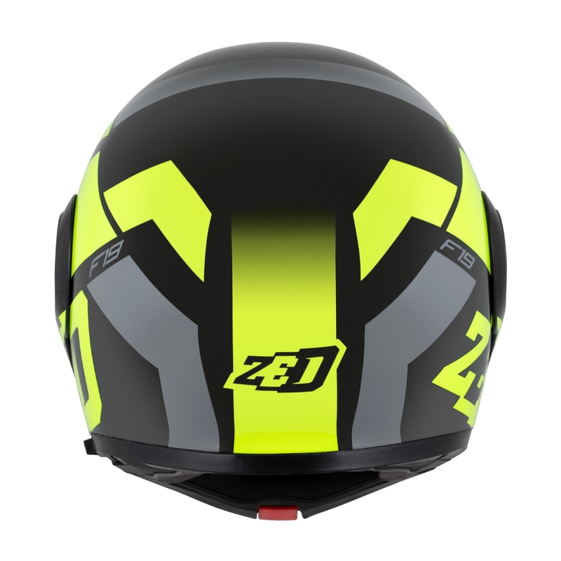Atverčiamas motociklininko šalmas ZED F19 juodas-fluo geltonas