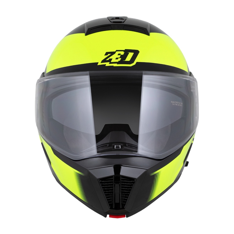 Atverčiamas motociklininko šalmas ZED F19 juodas-fluo geltonas