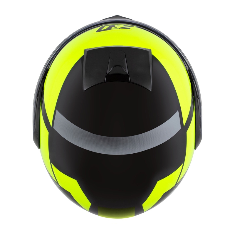 Atverčiamas motociklininko šalmas ZED F19 juodas-fluo geltonas