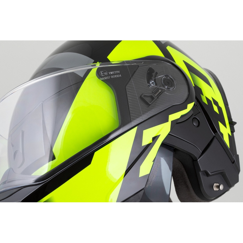 Atverčiamas motociklininko šalmas ZED F19 juodas-fluo geltonas