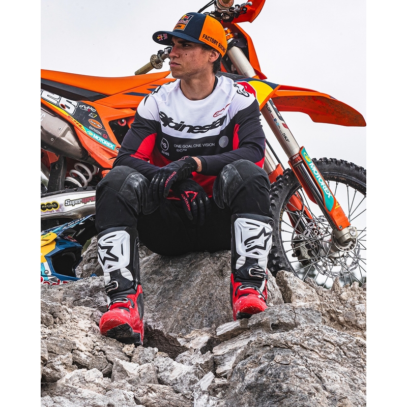 Alpinestars Tech 10 Enduro raudonai-juodai-balti motociklininko batai