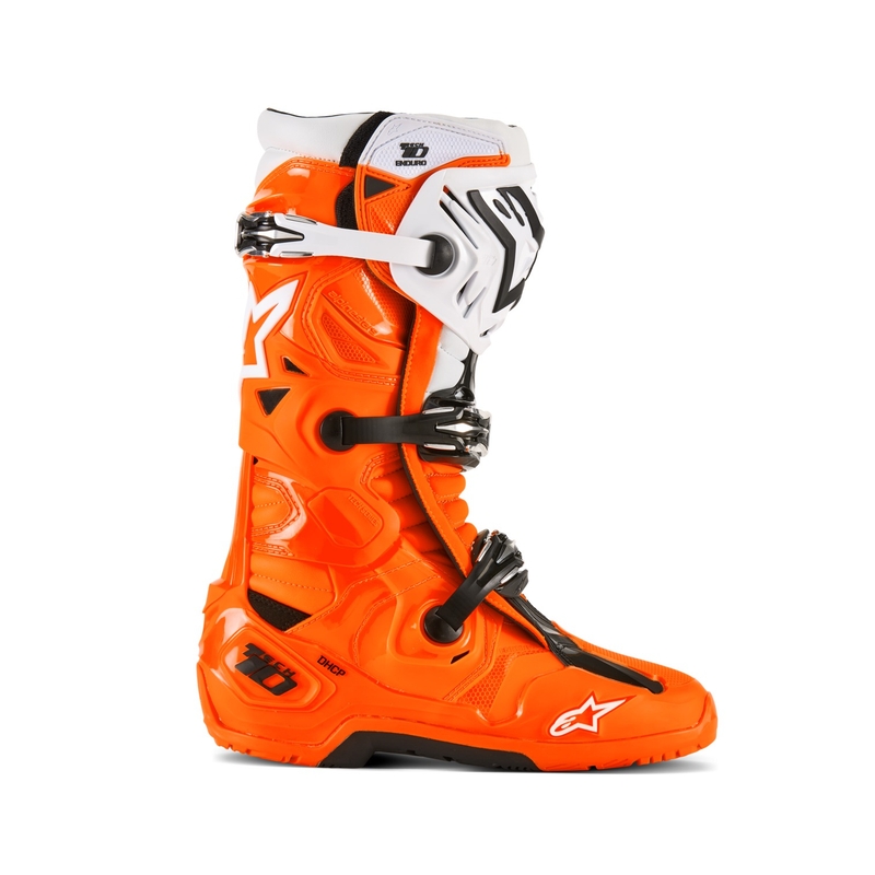 Alpinestars Tech 10 Enduro fluo oranžiniai-juoda-balta motociklininko batai