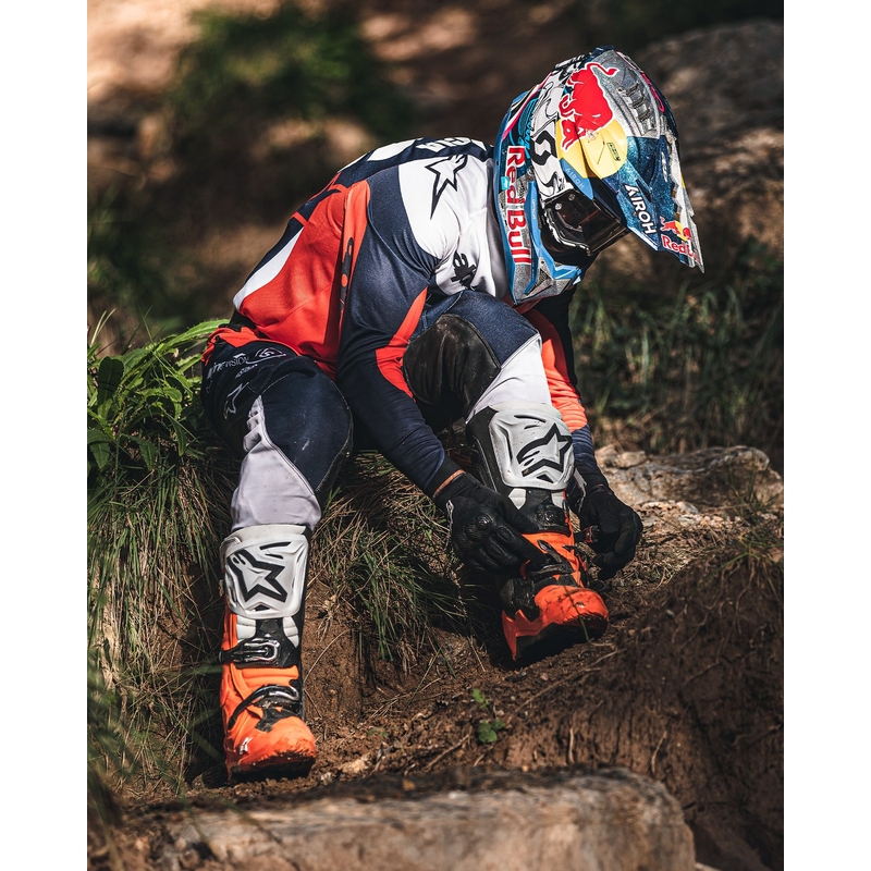 Alpinestars Tech 10 Enduro fluo oranžiniai-juoda-balta motociklininko batai