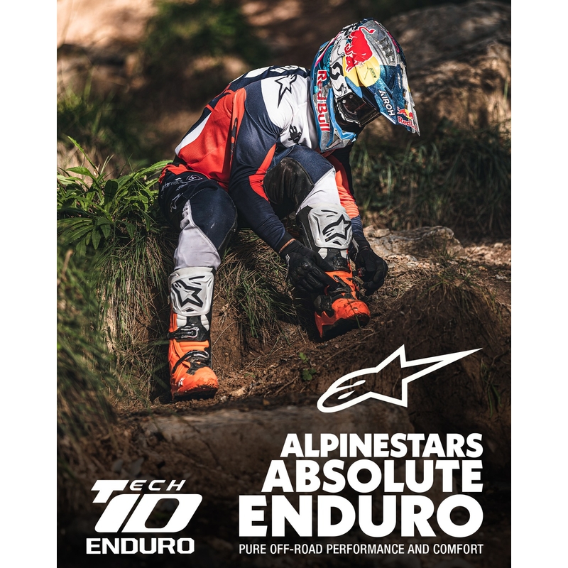 Alpinestars Tech 10 Enduro fluo oranžiniai-juoda-balta motociklininko batai