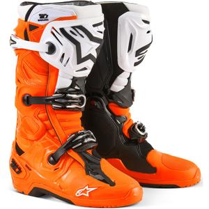 Alpinestars Tech 10 Enduro fluo oranžiniai-juoda-balta motociklininko batai