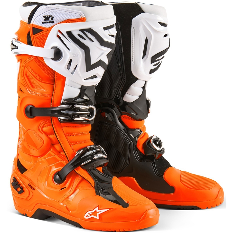 Alpinestars Tech 10 Enduro fluo oranžiniai-juoda-balta motociklininko batai