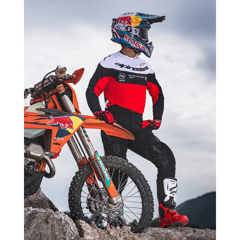 Alpinestars PRO-Dura motokroso marškinėliai juoda-raudona-balta