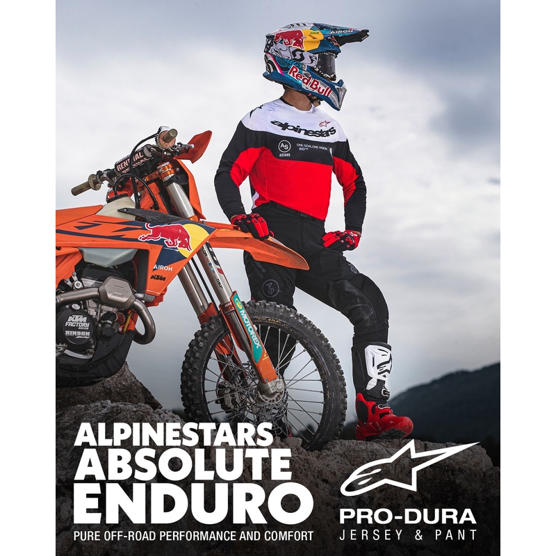 Alpinestars PRO-Dura motokroso marškinėliai juoda-raudona-balta
