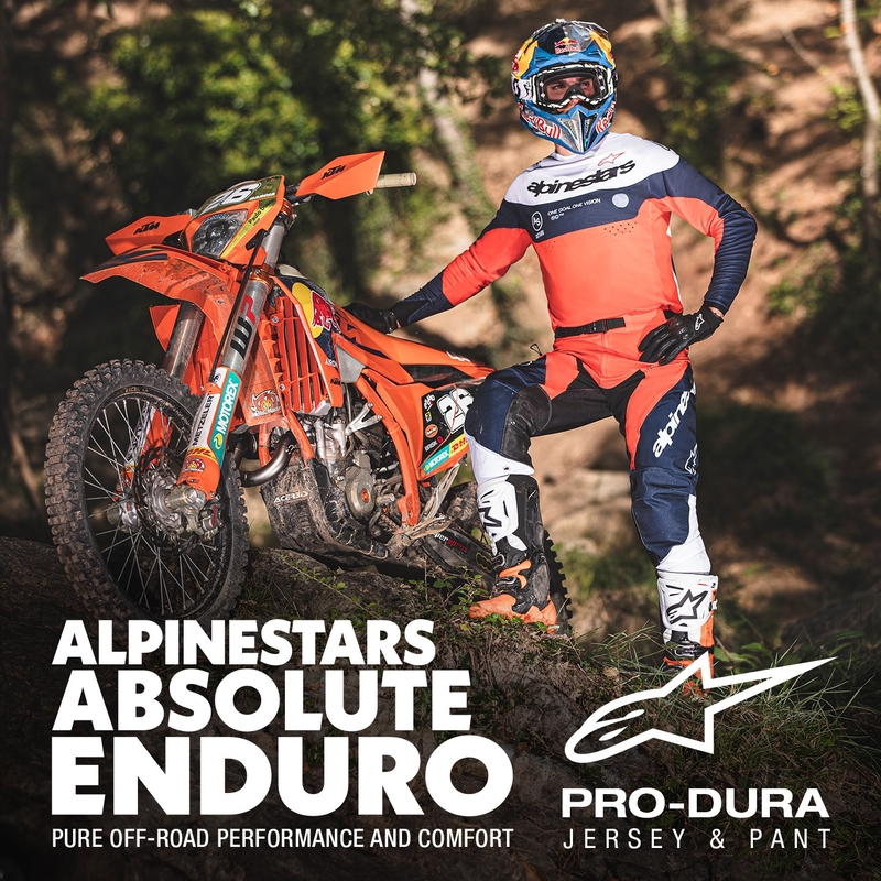 Alpinestars PRO-Dura motokroso kelnės mėlynos-oranžinės-baltos