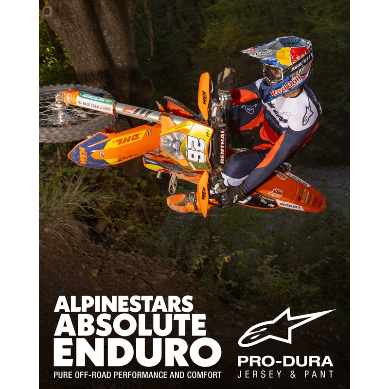 Alpinestars PRO-Dura motokroso kelnės mėlynos-oranžinės-baltos