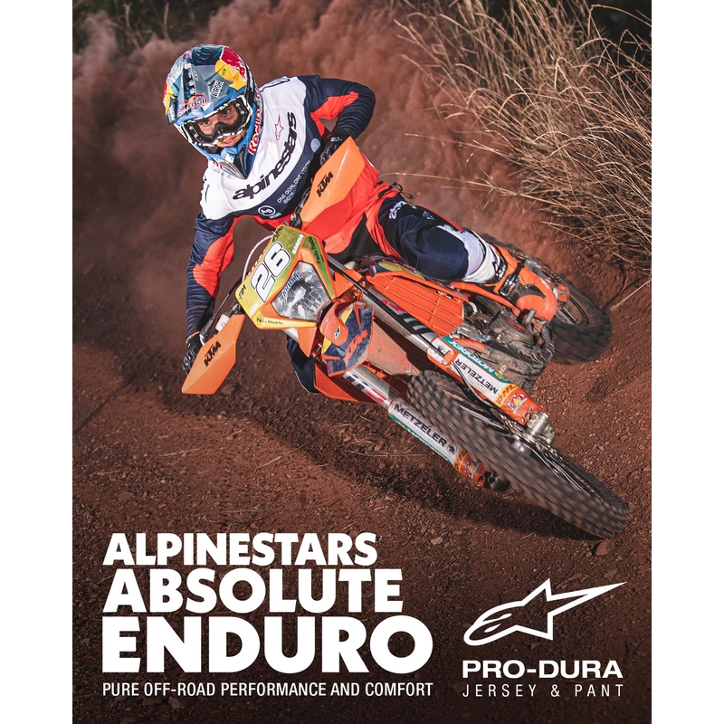 Alpinestars PRO-Dura motokroso kelnės mėlynos-oranžinės-baltos