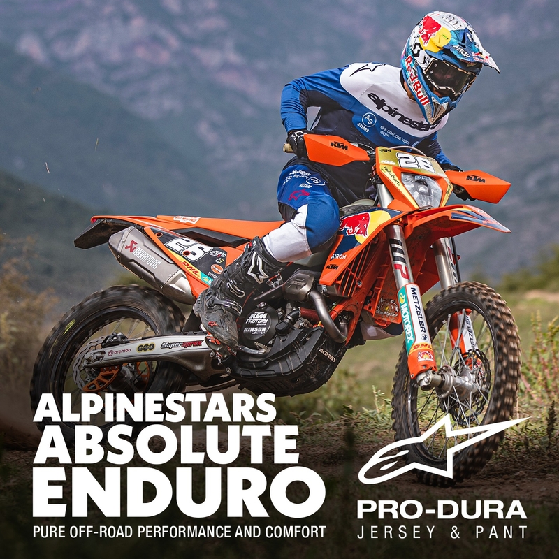 Alpinestars PRO-Dura motokroso kelnės mėlynos ir baltos spalvos