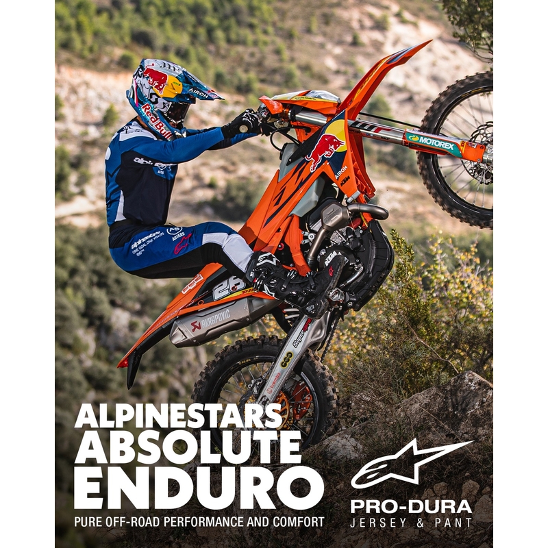 Alpinestars PRO-Dura motokroso kelnės mėlynos ir baltos spalvos