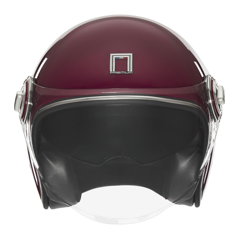 Atviras motociklininko šalmas NOX PREMIUM Heritage bordo spalvos