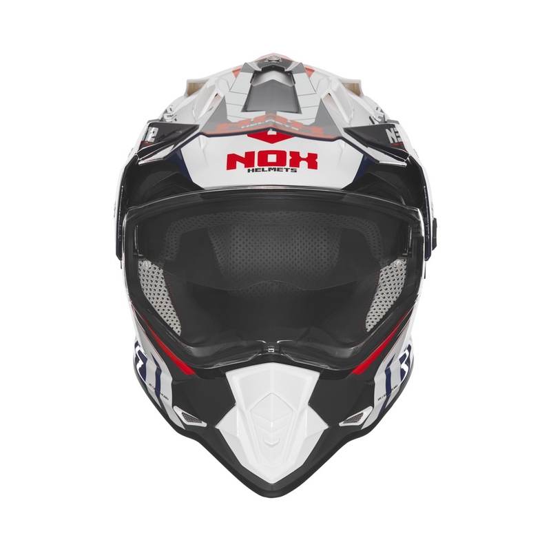 Enduro motociklininko šalmas NOX N312 Vapor balta-juoda-mėlyna