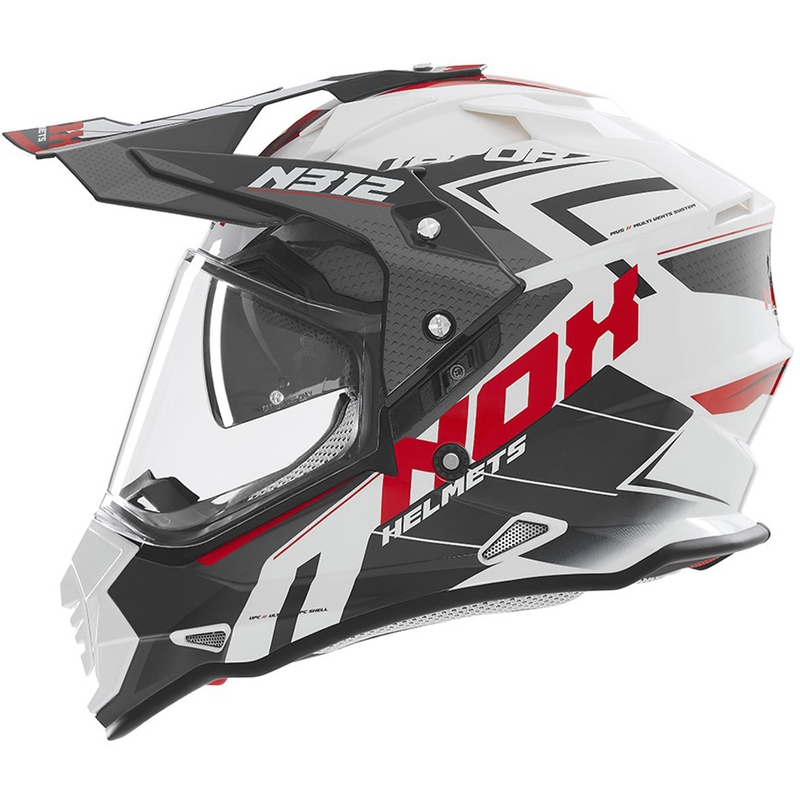 Enduro helma na motorku NOX N312 Vapor bílo-černo-červená